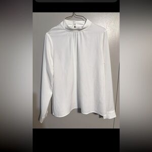 Calvin Klein Womens Long Sleeve White Dress Shirt Blouse Size PM